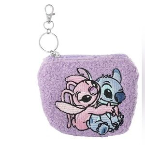 Stitch keychain,Purple Fuzzy Keychain Pouch,Stitch coin pouch.